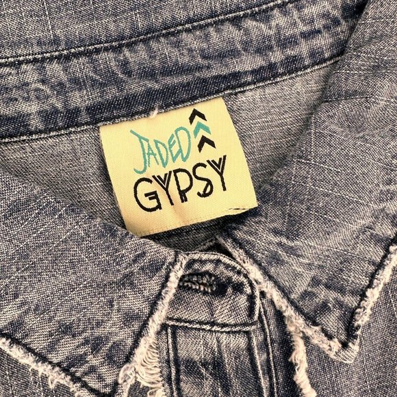 Jaded Gypsy 100 Cotton Women's Denim Blue Shirt Cutting Edge S/M USA - Picture 2 of 8